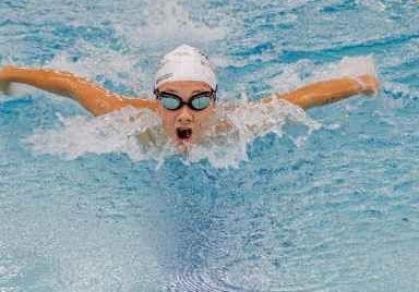 Girl swims