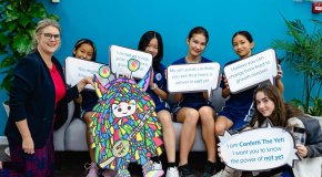 Confetti the Yeti - Head of School with Students