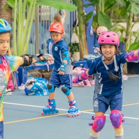 Primary students rollerblading