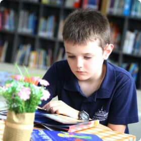 boy is reading book