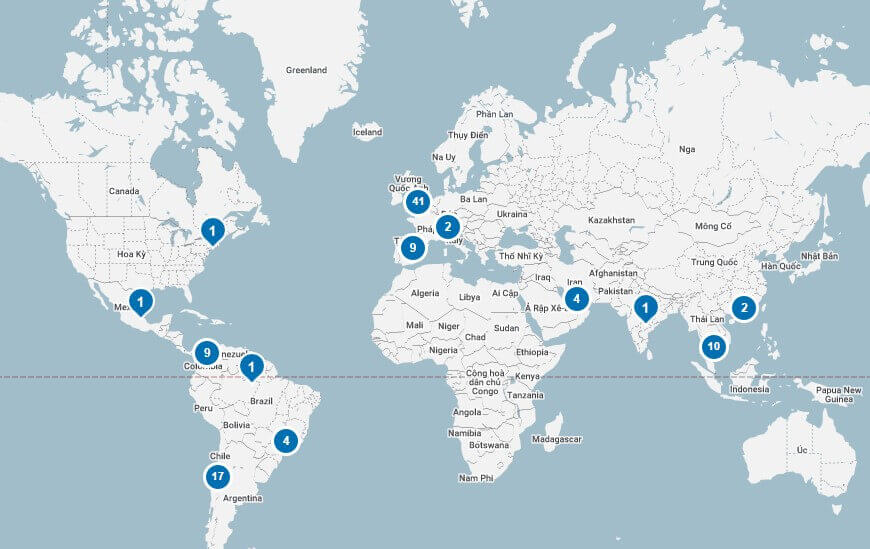 Map of Cognita schools around the world