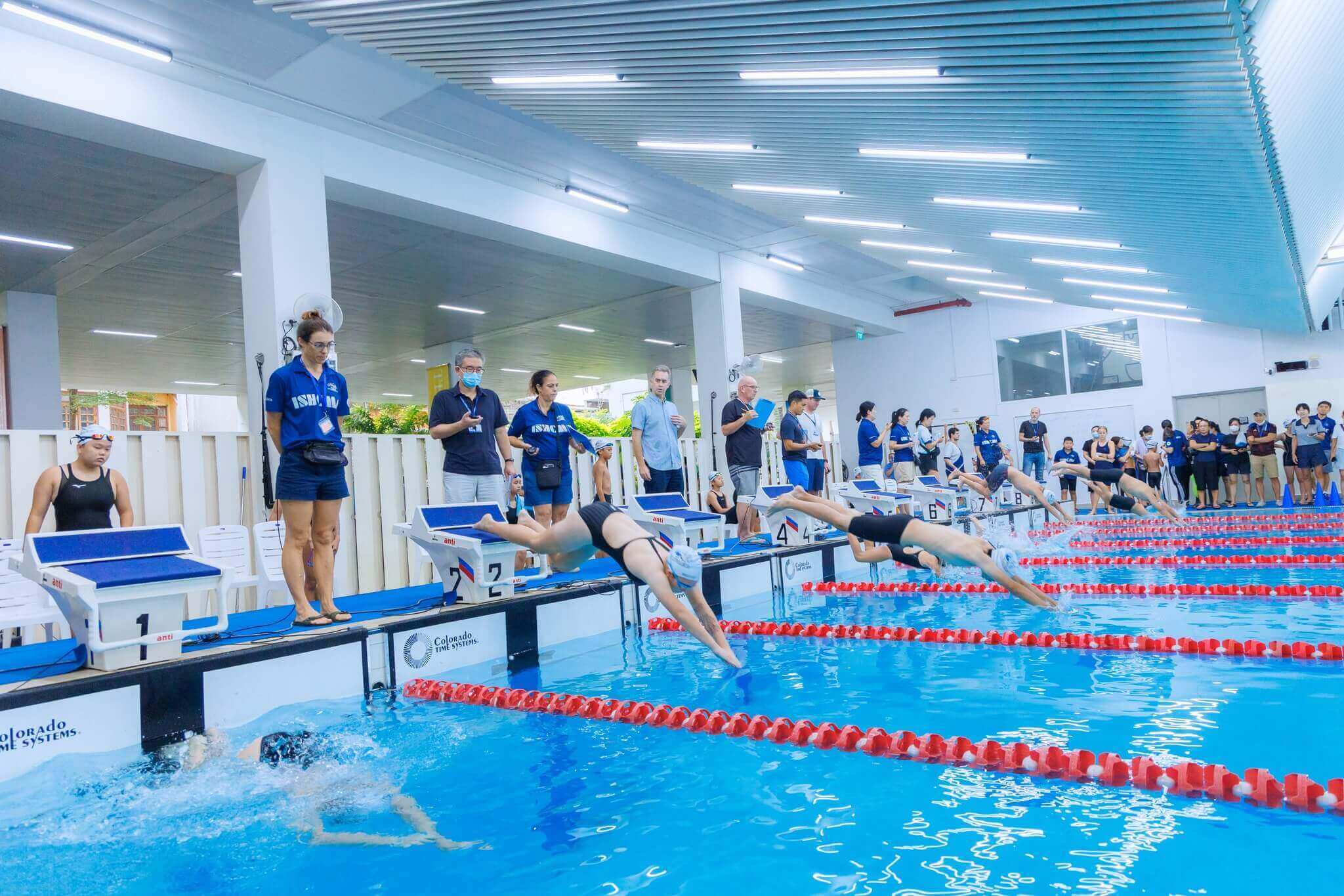 The secondary international campus features a standard swimming pool