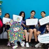 Confetti the Yeti - Head of School with Students